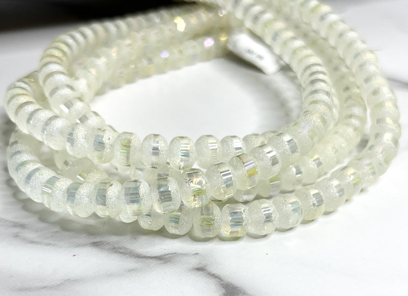 8mm Frosted Striped Beads | 17 Different Colors of 8mm Frosted Striped Glass Beads | DIY Jewelry Making | 15" Strand |56 Beads per Strand