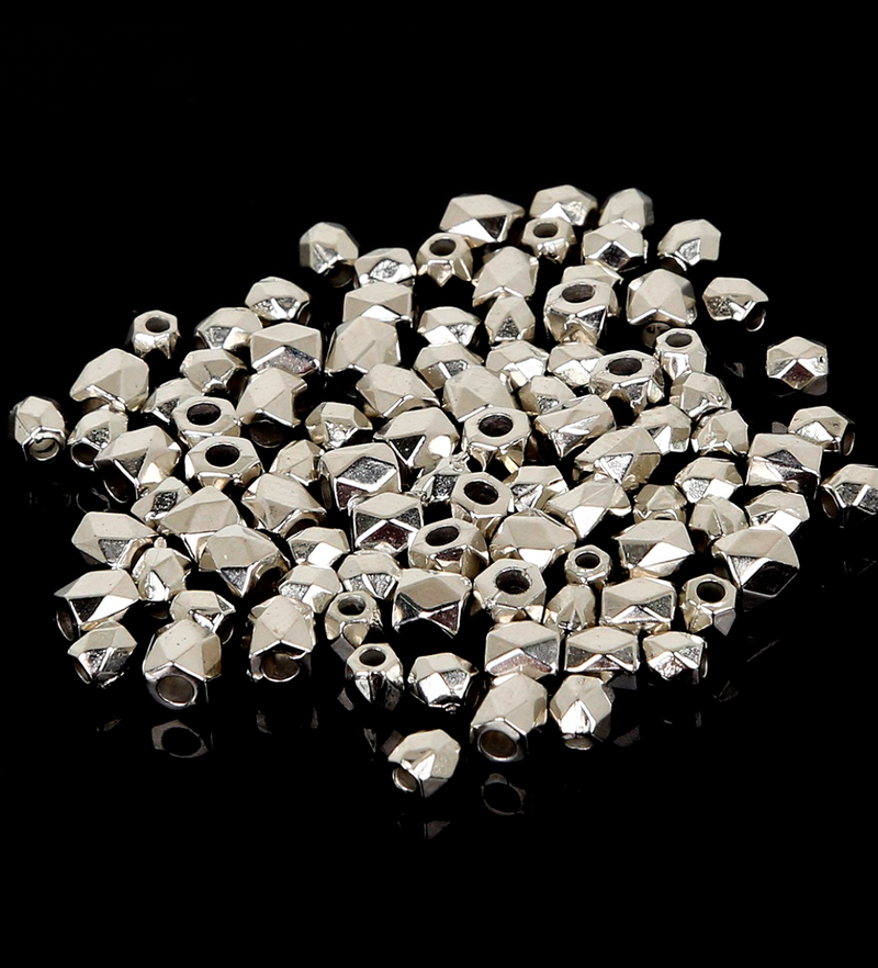 4mm Faceted Silver Plated Spacer Beads | Bright Silver Diamond Cut Spacer Beads | Dainty | Diy Jewelry Designs | 40 pcs