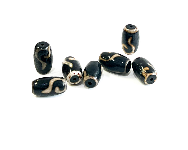 Tibetan Agate Barrel Beads