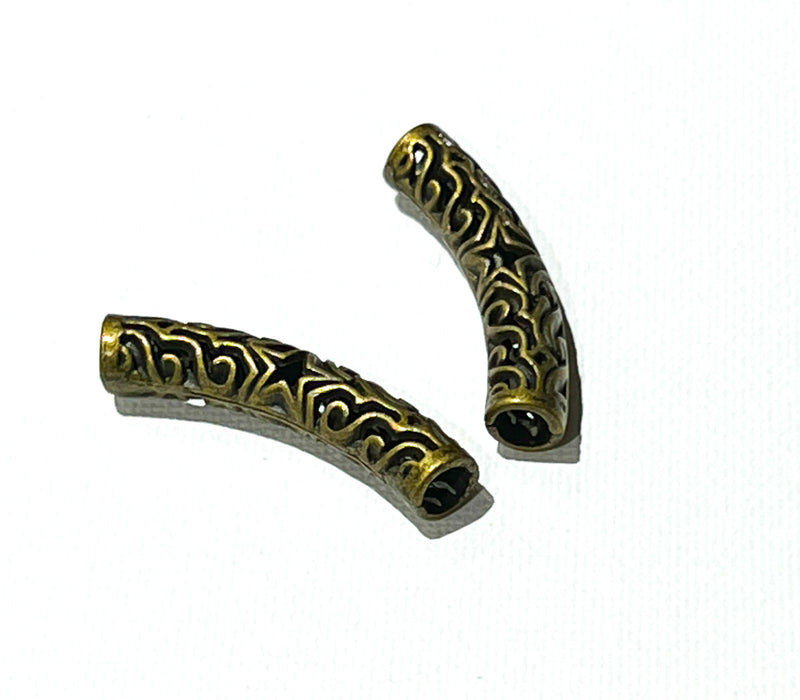 8x34mm Tibetan Antique Bronze Metal Tube Beads