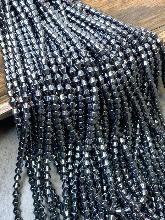 Hematite Gunmetal Bicone Beads
