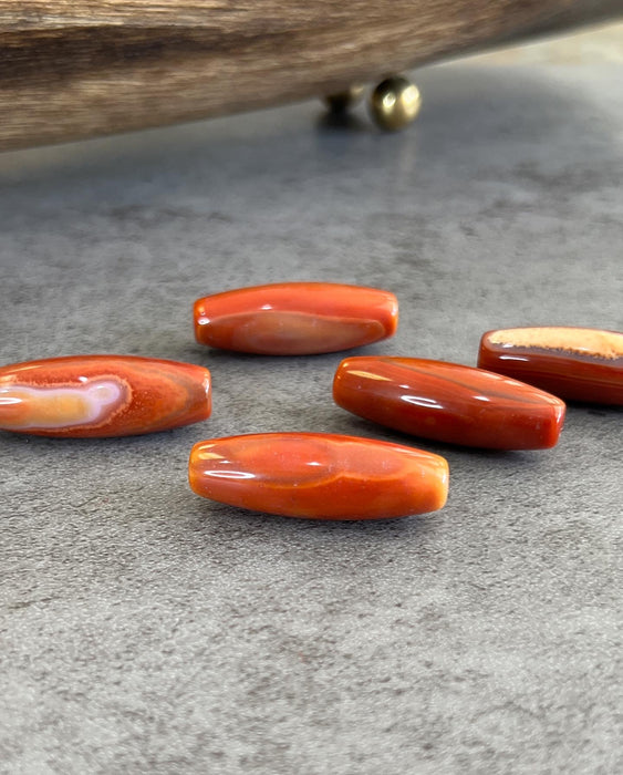 40mm Orange Banded Agate Focal Beads