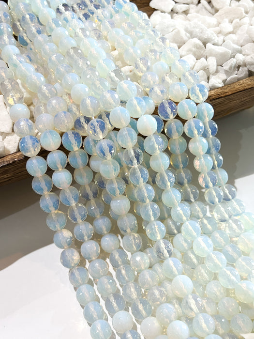 12mm Faceted Opalite Beads | 32pcs Faceted White Opalite Beads | Gemstone Loose Beads | Crystal Energy Stone Beads  | DIY Jewelry Designs