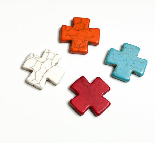 12x15mm 16 Strand Red Howlite Cross Beads For Jewelry Making