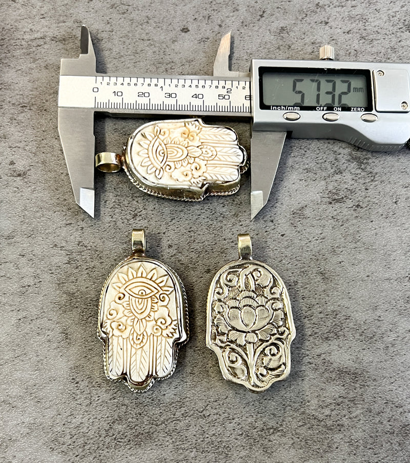Tibetan Style Hamsa Bone Pendant