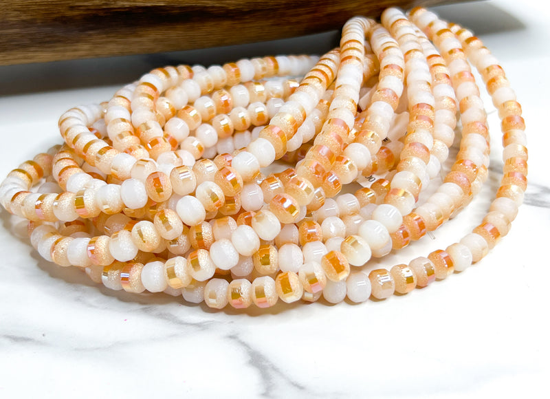 8mm Frosted Striped Beads | 17 Different Colors of 8mm Frosted Striped Glass Beads | DIY Jewelry Making | 15" Strand |56 Beads per Strand