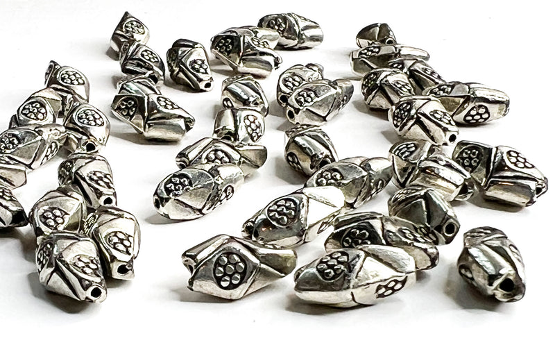 Flower Pewter Bicone Beads | 5x10mm | 40 Pcs