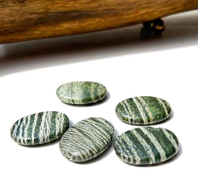 41mm Natural Green Zebra Jasper Beads | Zebra Jasper Focal Beads | Jasper | Chakra Bead | DIY Jewelry Designs