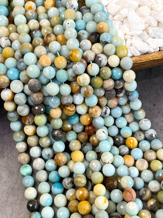 Round Natural Amazonite Gemstone Beads | Jewelry Making | 15 Inch Strand | 4mm, 6mm, 12mm, & 14mm Gemstone Beads | DYI | Loose Beads