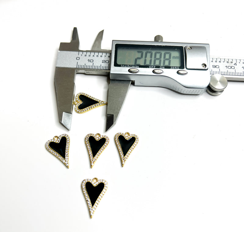 20mm Black and Gold Micro Pave’ Heart Charm | Heart Charm | Black Micro Pave' | DIY Jewelry Designs | One Piece