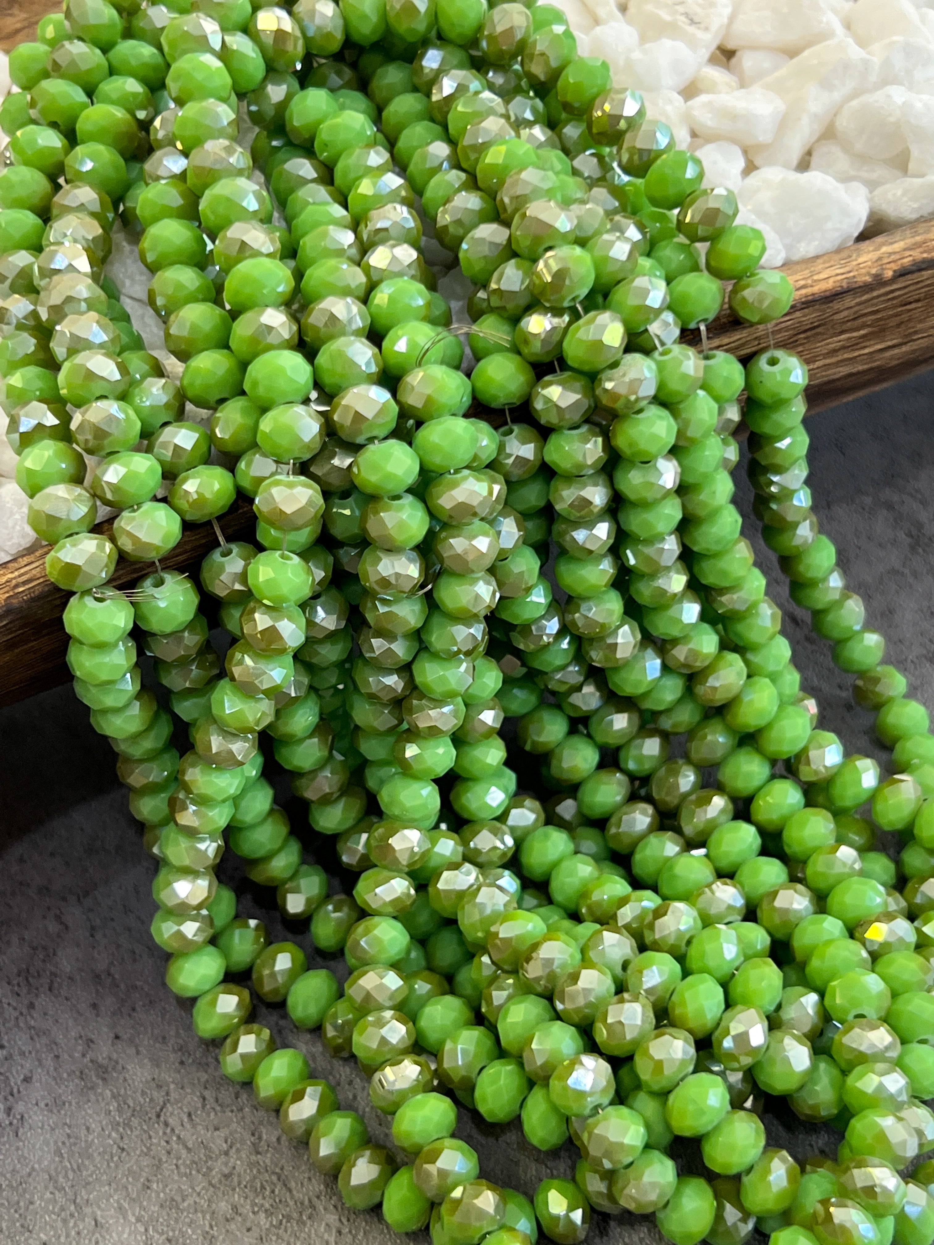 Emerald Dark Evergreen Green 8x6mm Chinese Crystal Rondelle Beads Q2  Strands