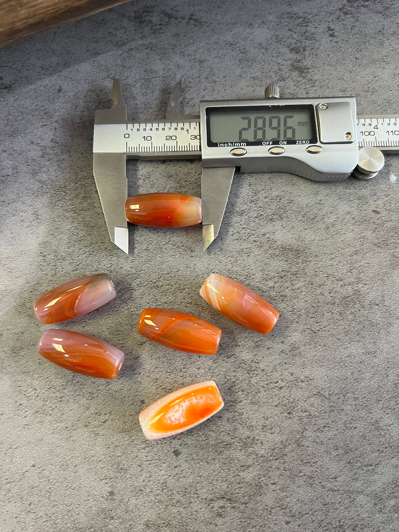 30mm Smooth Banded Agate Gemstone Focal Beads | Orange Beads | DIY Jewelry Designs | 1 Bead