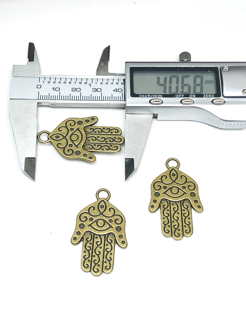 (3) 40mm Double Sided Brass Eye of Fatima Charms | Hamsa Charms | Charms and Pendants | Brass Charms | Eye of Fatima | DIY Jewelry Designs