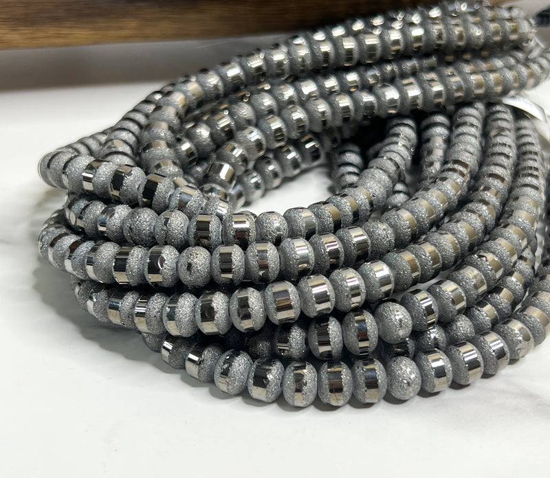 8mm Frosted Striped Beads | 17 Different Colors of 8mm Frosted Striped Glass Beads | DIY Jewelry Making | 15" Strand |56 Beads per Strand