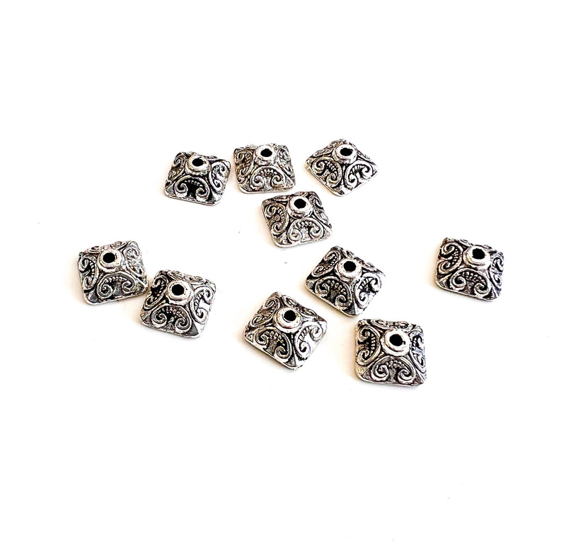 10x10mm Tibetan Silver Square Bead Caps | Square Bead Caps | DIY Jewelry Designs | 40Pcs