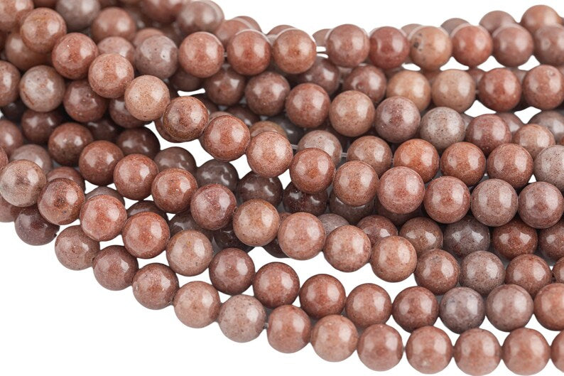 Smooth Brown Aventurine Gemstone Beads | Smooth Round Brown Gemstone Beads | 12mm 15" Strand  32 Beads | DIY Jewelry Making