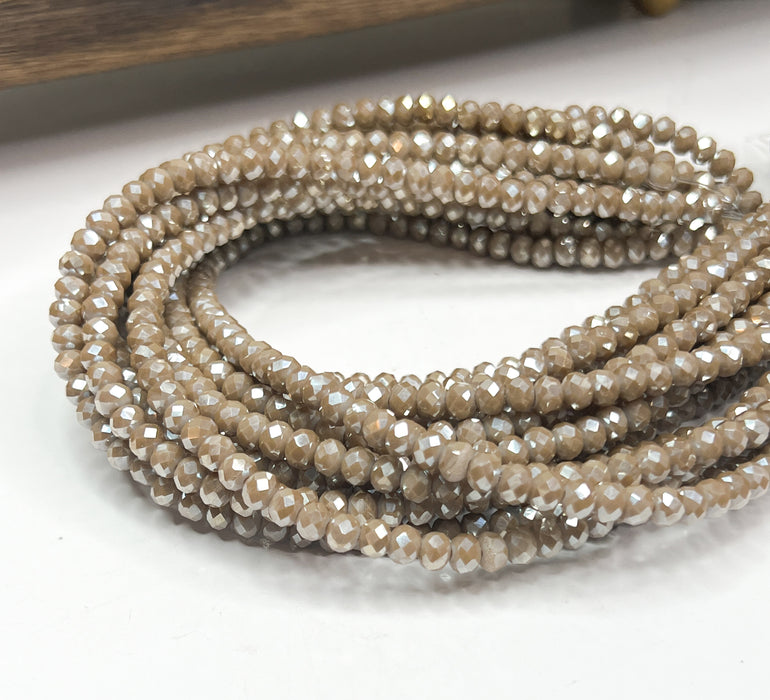 4x6mm Faceted Taupe Crystal Rondelle Beads
