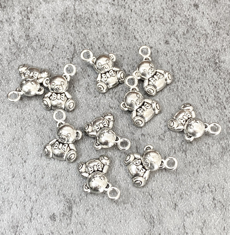 14mm Silver Teddy Bear Charms