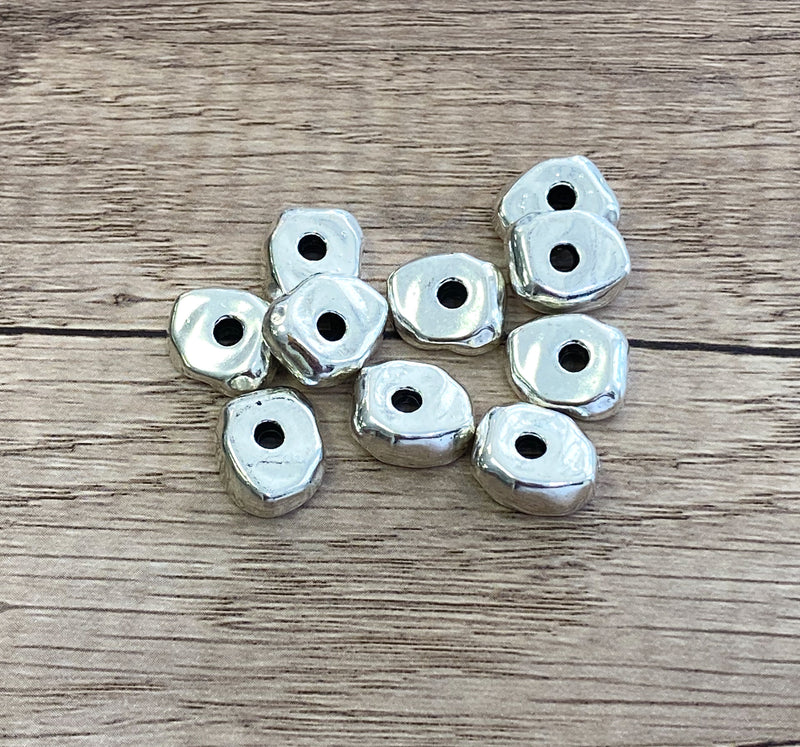(10) 5x13m Textured Metal Disc Spacers | Metal Textured Spacer Beads | Metal Beads | DIY Jewelry Design