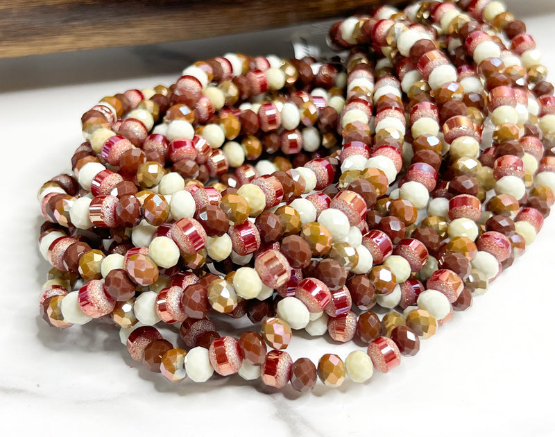 8mm Frosted Striped Beads | 17 Different Colors of 8mm Frosted Striped Glass Beads | DIY Jewelry Making | 15" Strand |56 Beads per Strand