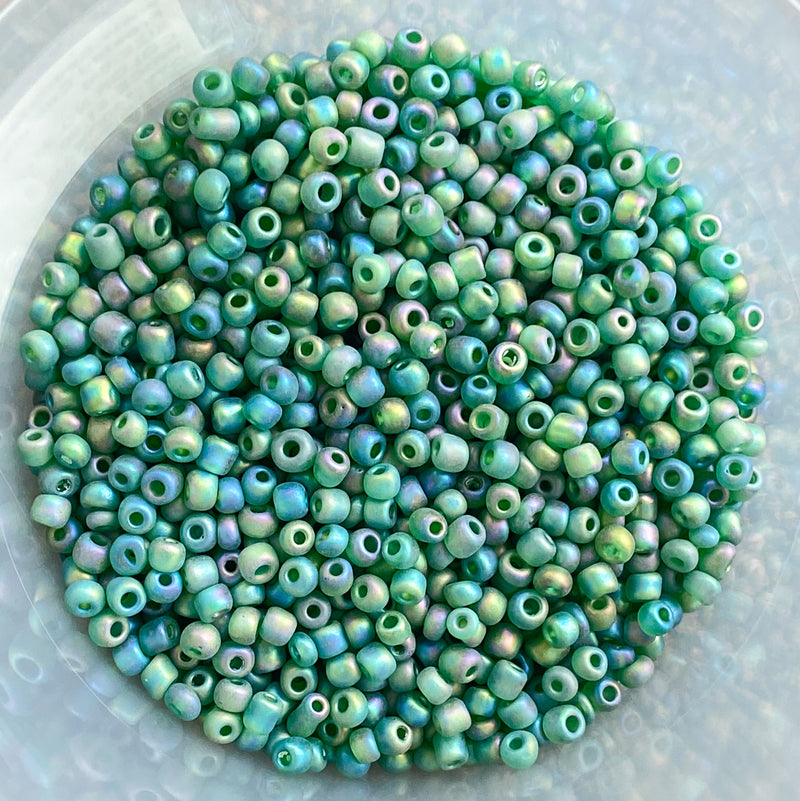 6/0 Transparent Frosted Green Jade Rainbow