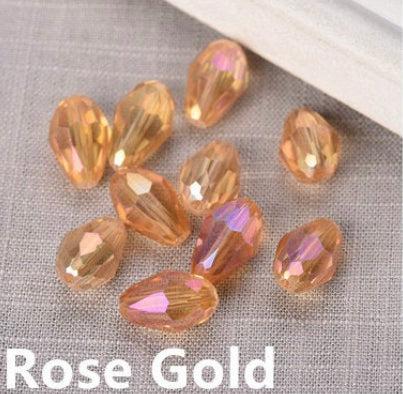 12x7mm Rose Gold plated Brushed Tear Drop Beads 8 inch 50 pieces