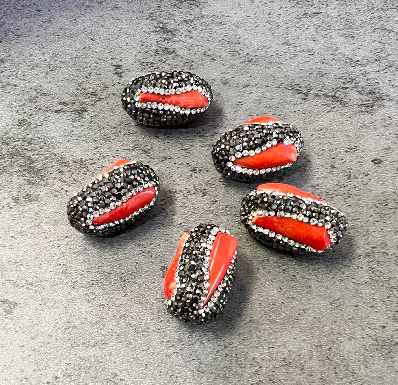 29-31mm Orange Coral Pave Focals