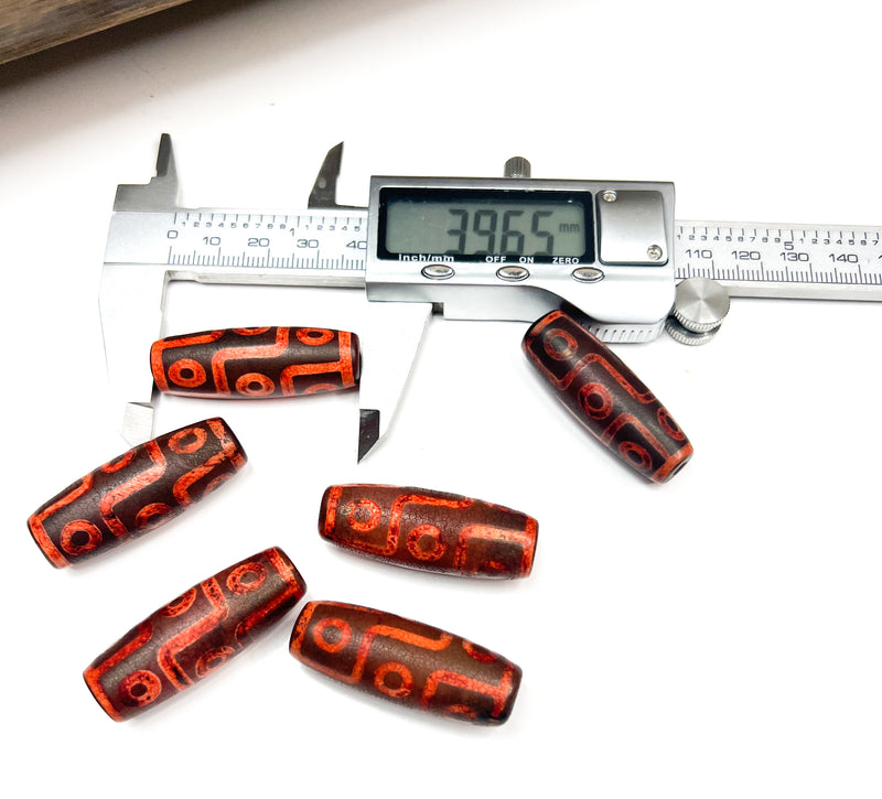40mm Orange Tibetan Agate Focal Beads