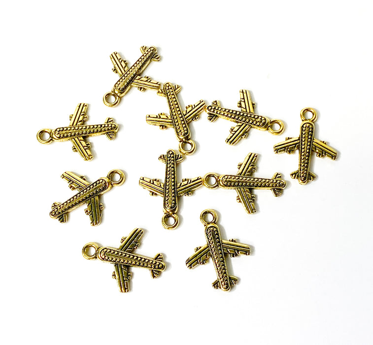 20mm Gold Airplane Charms