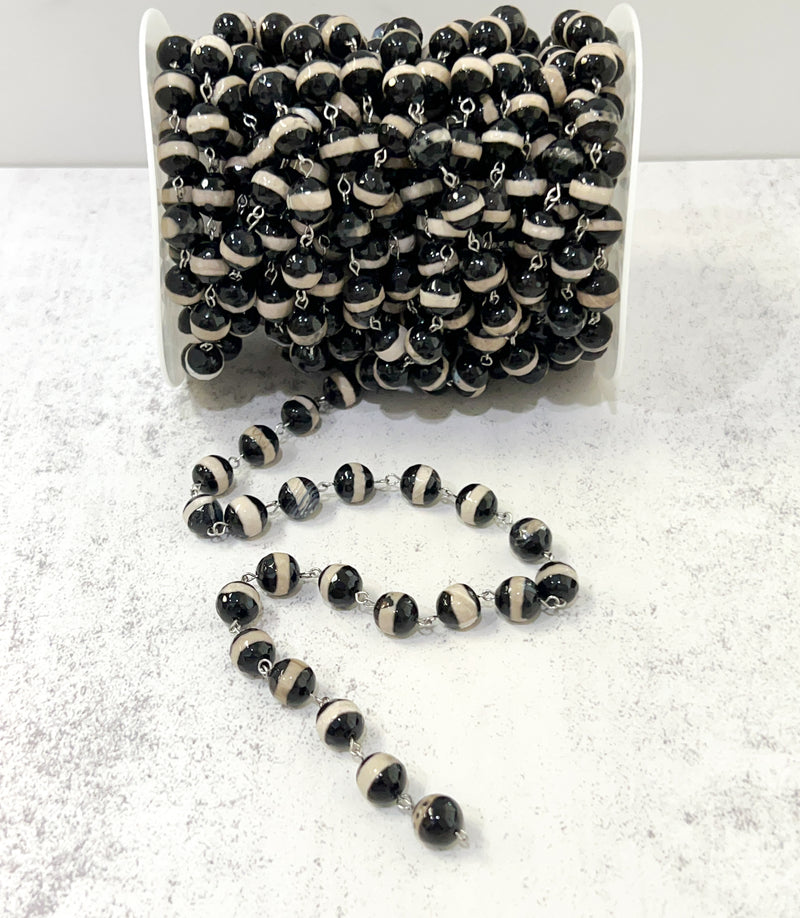 10mm Faceted Tibetan Agate Gemstone Chain