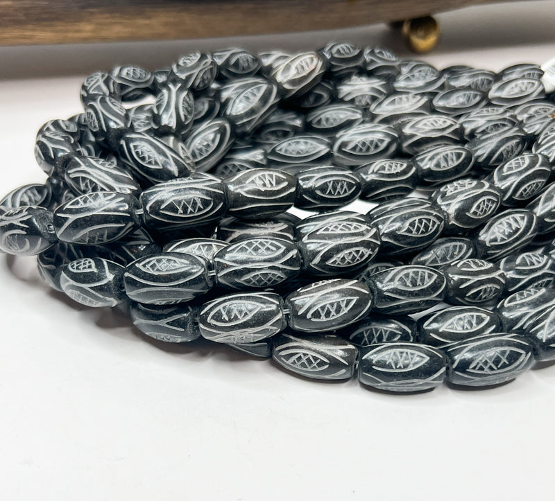 Carved Jade Barrel Beads | Natural Beads | Column Stone Beads | Tube Shape Jade Stone Engraved Beads | DIY Jewelry Making