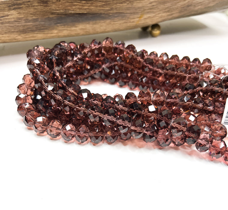 Faceted Plum Color Rondelle Crystals