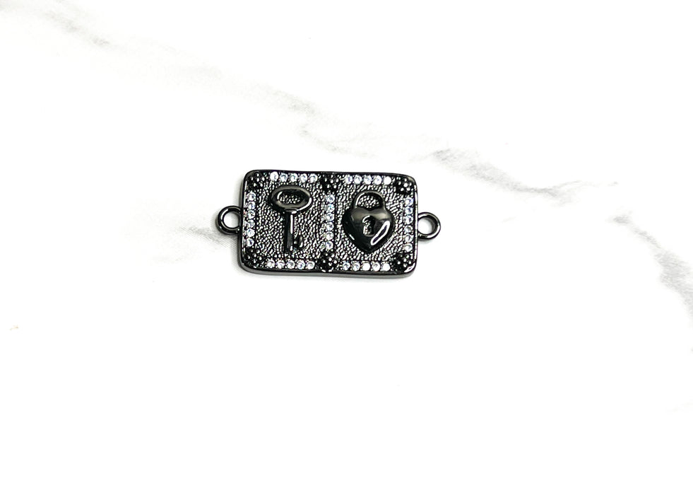 15x31mm Square Micro Pave Lock and Key Connector