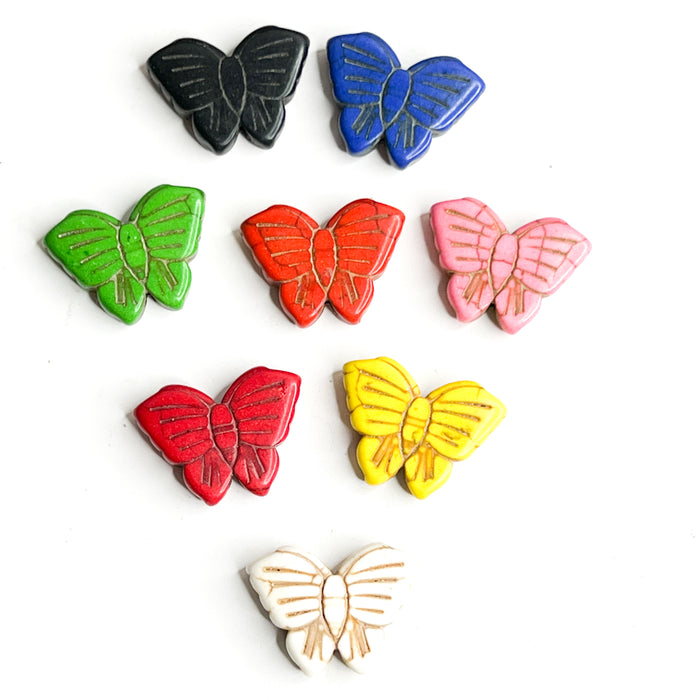 6x20mm Double Sided Magnesite Butterfly Stone Beads with 1.5mm Hole | Magnesite Elephants | Jewelry Making | DIY Jewelry Making | 8 per Package