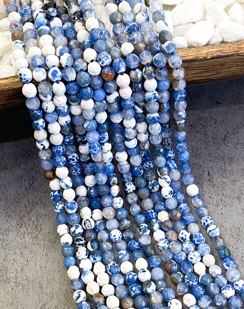 6mm Faceted Blue Fire Agate