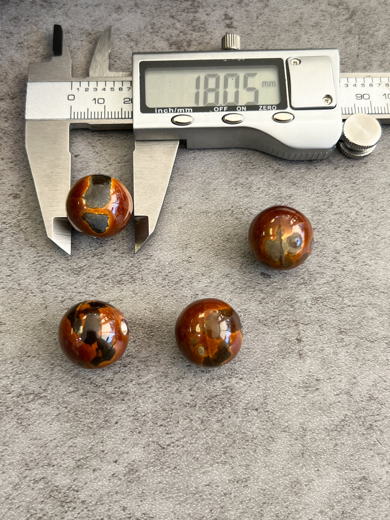 18mm Two Toned Brown Ceramic Beads