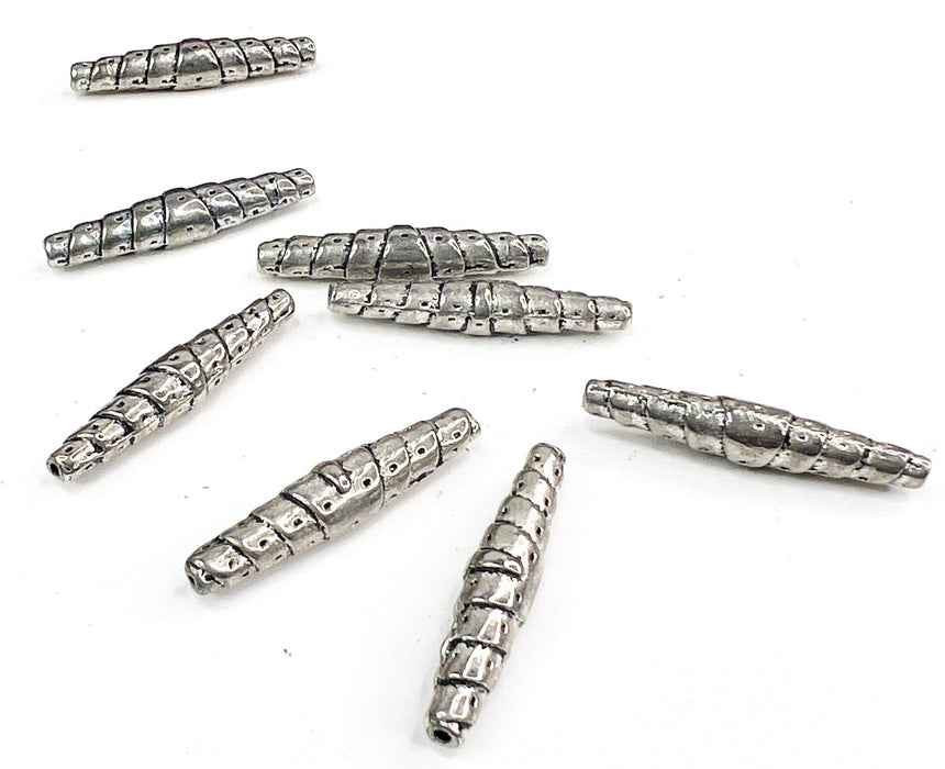 5x25mm Spotted Pewter Spacer Beads | 10 Pcs