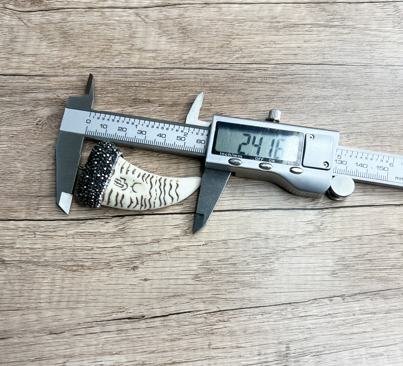 58mm Carved Bone Pendant with Zirconia Cap