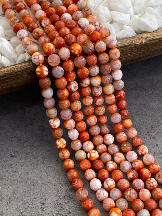 8mm Faceted Orange Fire Agate
