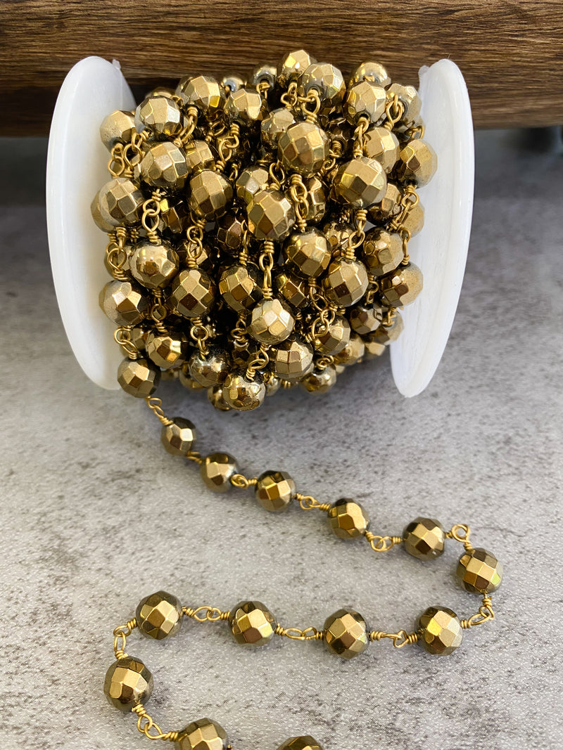 8mm Faceted Hematite Rosary Chain