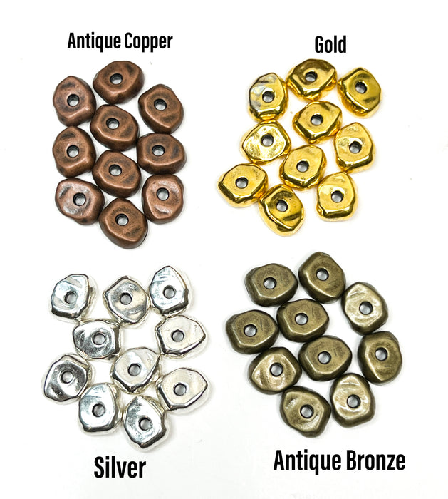 (10) 5x13m Textured Metal Disc Spacers | Metal Textured Spacer Beads | Metal Beads | DIY Jewelry Design