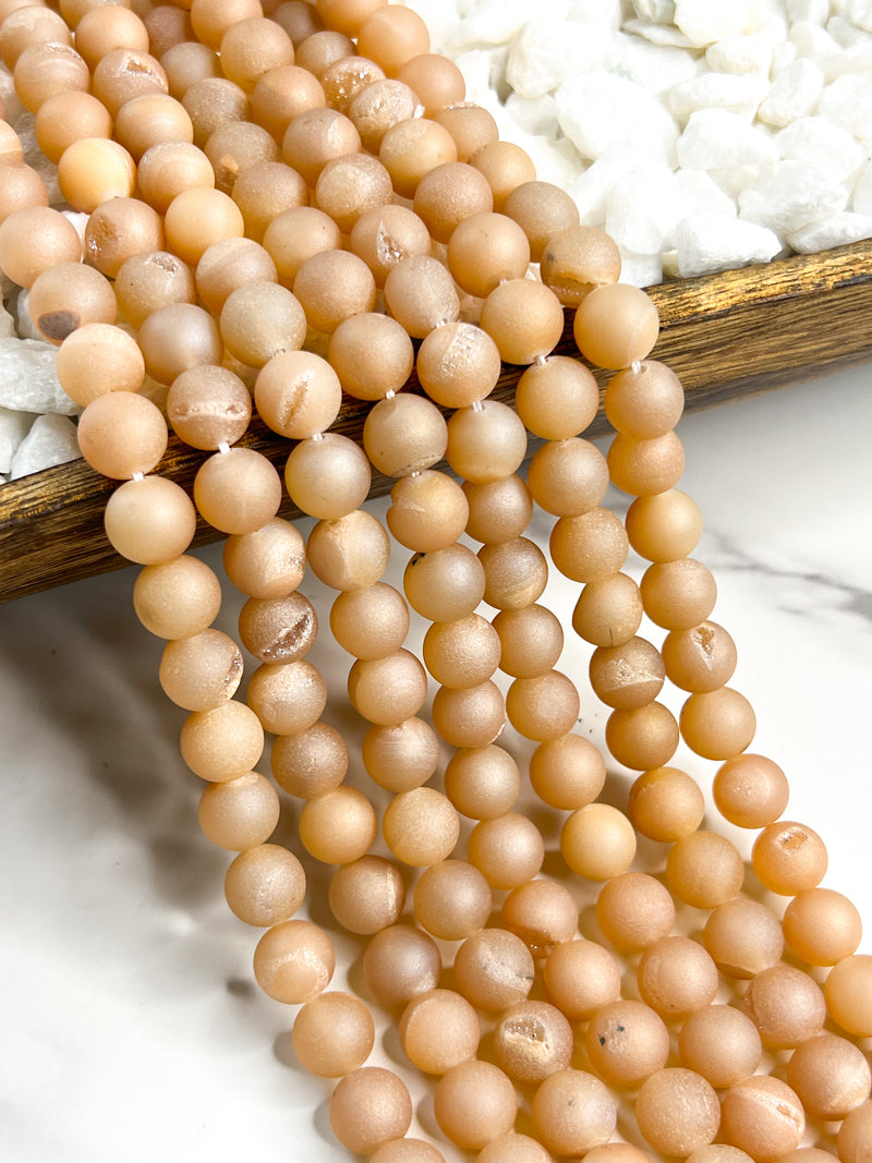 Peach Druzy Agate | 8mm & 10mm Peach Druzy Agate | DIYJewelry Designs | 15” Stand