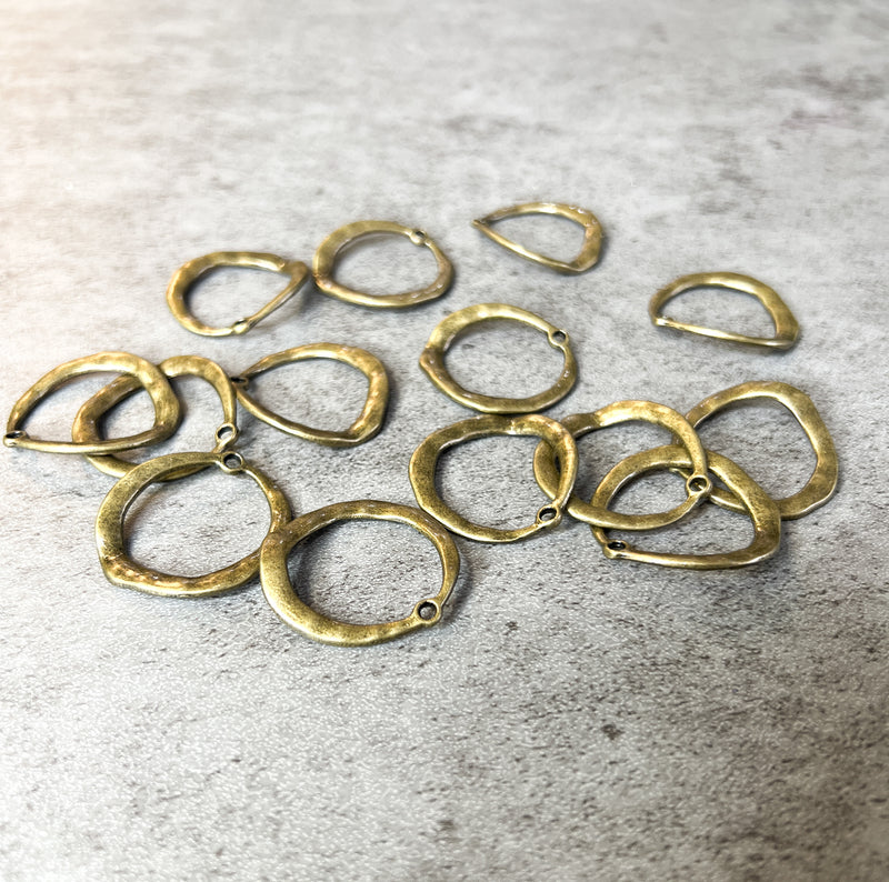 Antique Gold Wavy Hoops