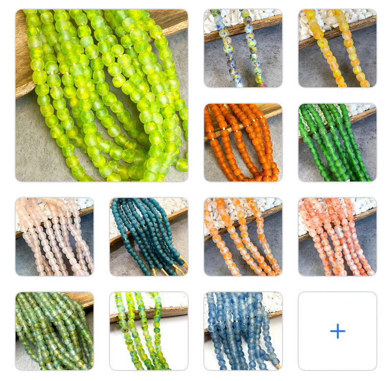 14mm Recycled African Glass Beads | Made in Ghana | African Sea Glass | Round Handmade Glass Beads | Large Hole |DIY Jewelry Making | Approximately 42 Beads per Strand