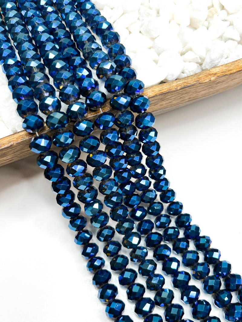 9x12mm Faceted Electroplated Blue Crystals