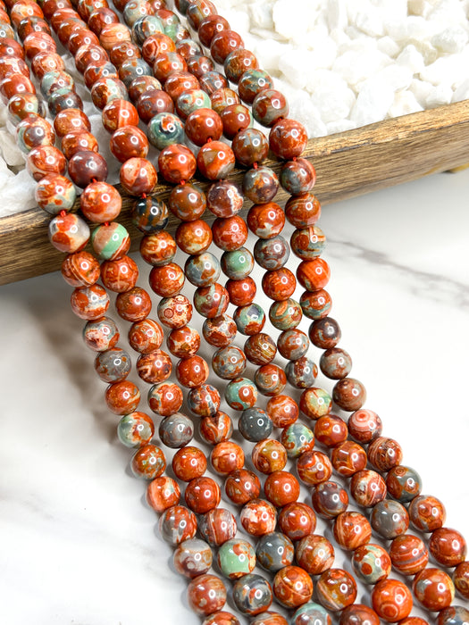 10mm Smooth Agate Gemstone Beads | Smooth Deep Orange | DIY Jewelry Designs | 37 Beads per strand