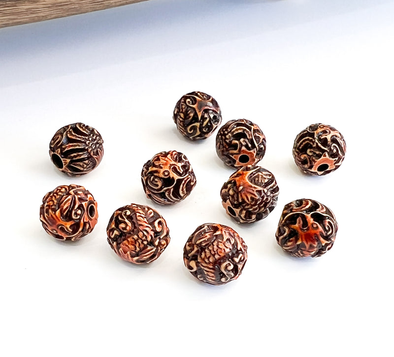 14mm Carved Bone Beads