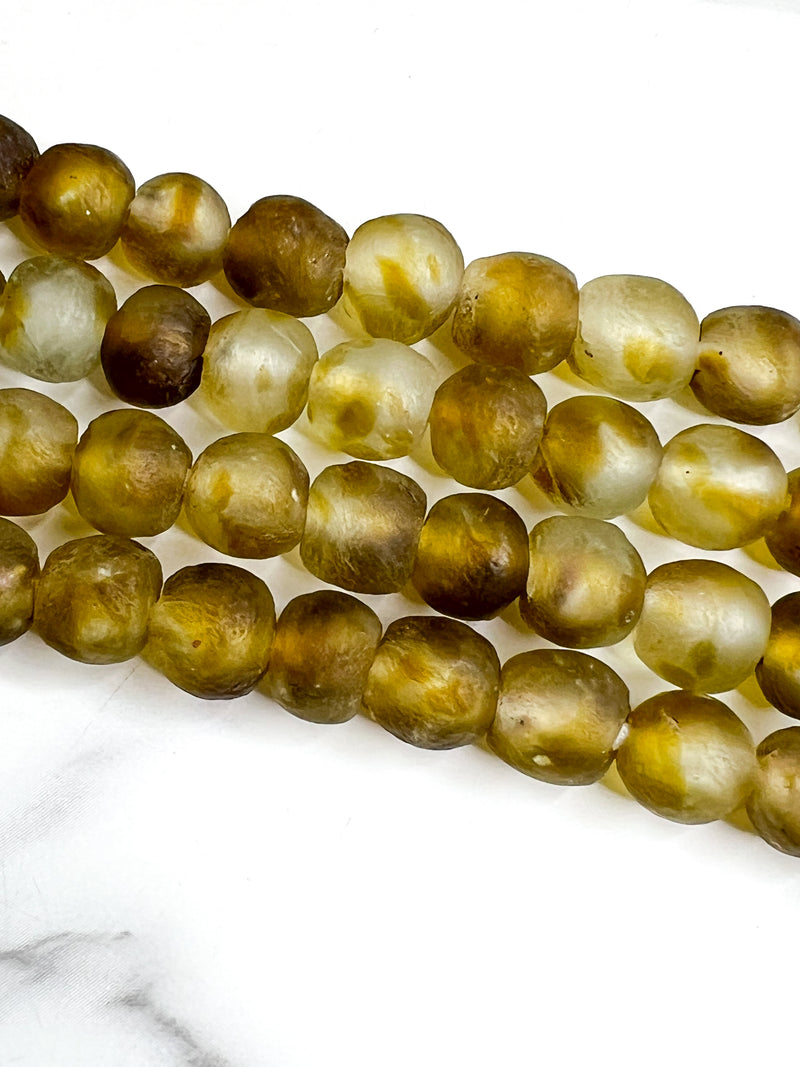 10mm Recycled African Glass Beads | Made in Ghana | African Sea Glass | Round Handmade Glass Beads | Large Hole |DIY Jewelry Making | Approximately 47 Beads per Strand