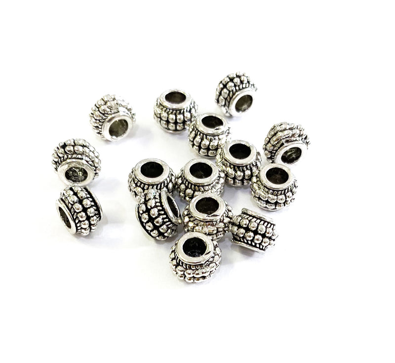 9mm Antique Silver Tibetan Style Spacer Beads