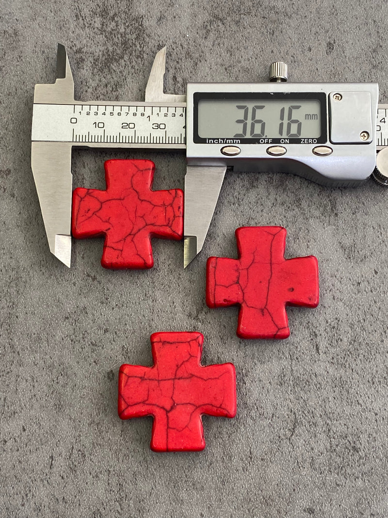 35mm - 36mm Magnesite Greek Cross Stone Beads with 1.5mm Hole | Magnesite Cross | Jewelry Making | DIY Jewelry Making | One Greek Cross